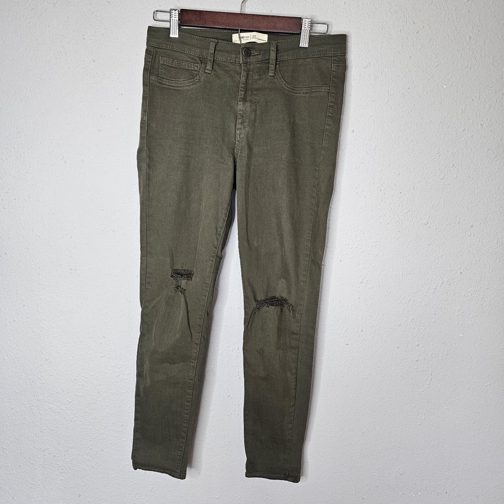 Gap 1969 Easy Leggings Womens 28R 6 Olive Green Distressed Skinny Pants Mid Rise